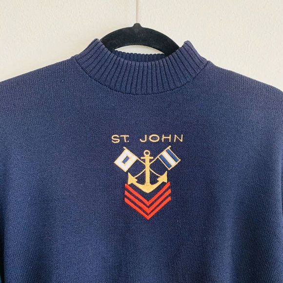 St. John Collection Knit Mock Neck Sailor Sweater - Picture 2 of 4